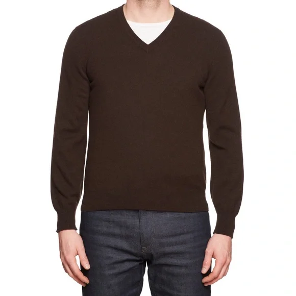 Cashmere Joseph & Lyman Pull Over V-Neck Sweater XL Brown - Picture 1 of 11